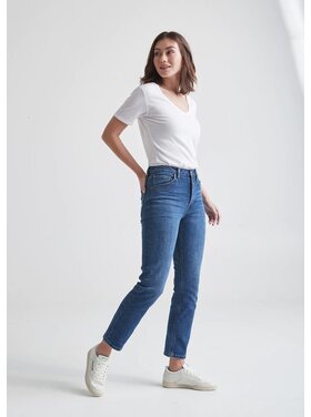 DUER MIDWEIGHT PERFORMANCE DENIM HIGH RISE STRAIGHT | MEDIUM BLUE