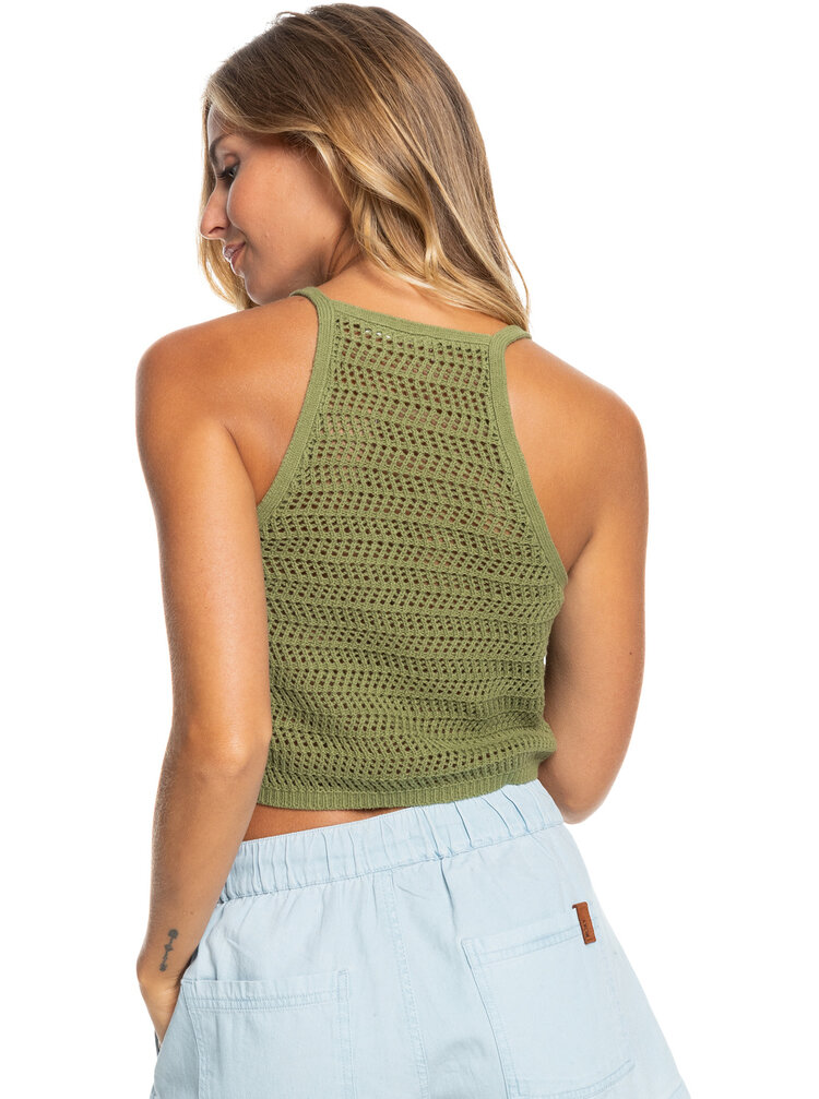 ROXY MALIBU CRUSH KNITTED HALTER TOP | LODEN GREEN