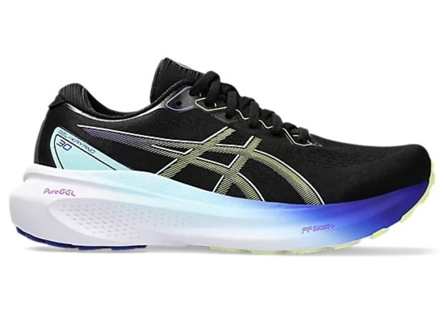 ASICS WOMEN'S GEL-KAYANO 30 | BLACK/GLOW YELLOW - Gerick Sports