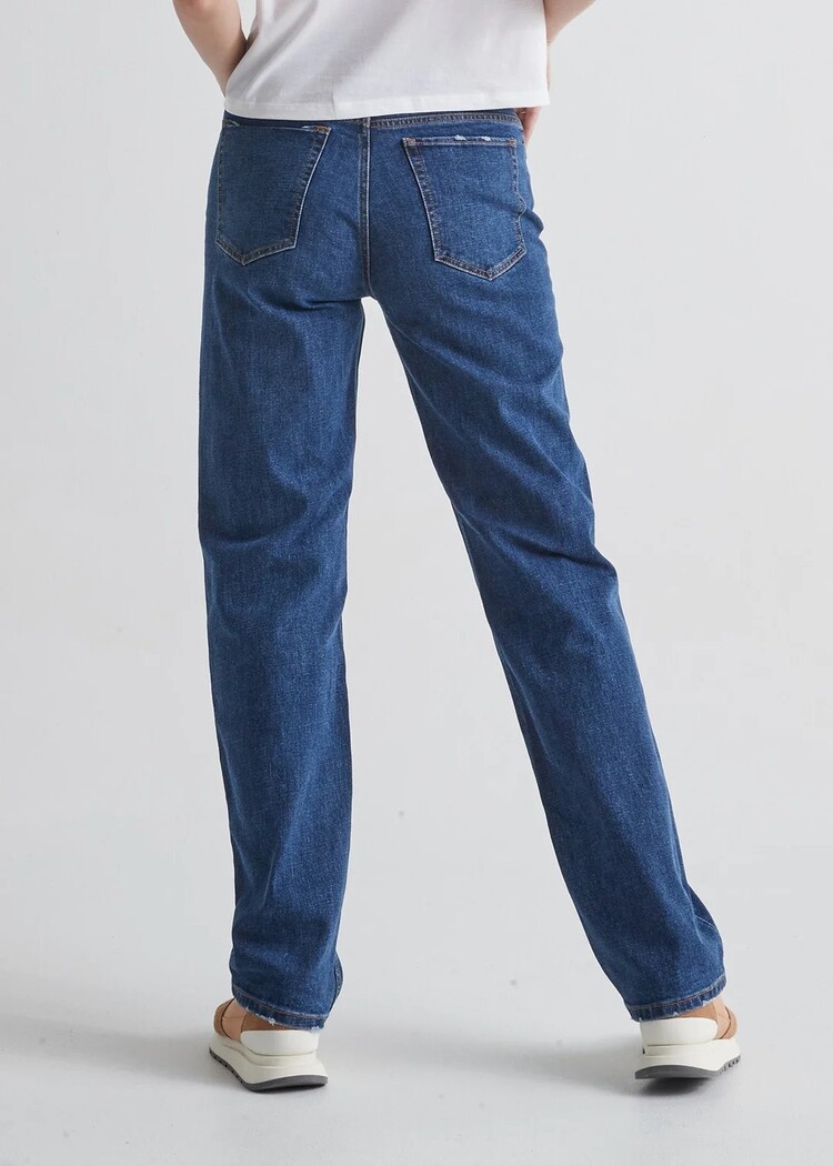 DUER WOMEN'S MIDWEIGHT PERFORMANCE DENIM LOOSE STRAIGHT | MEDIUM BLUE