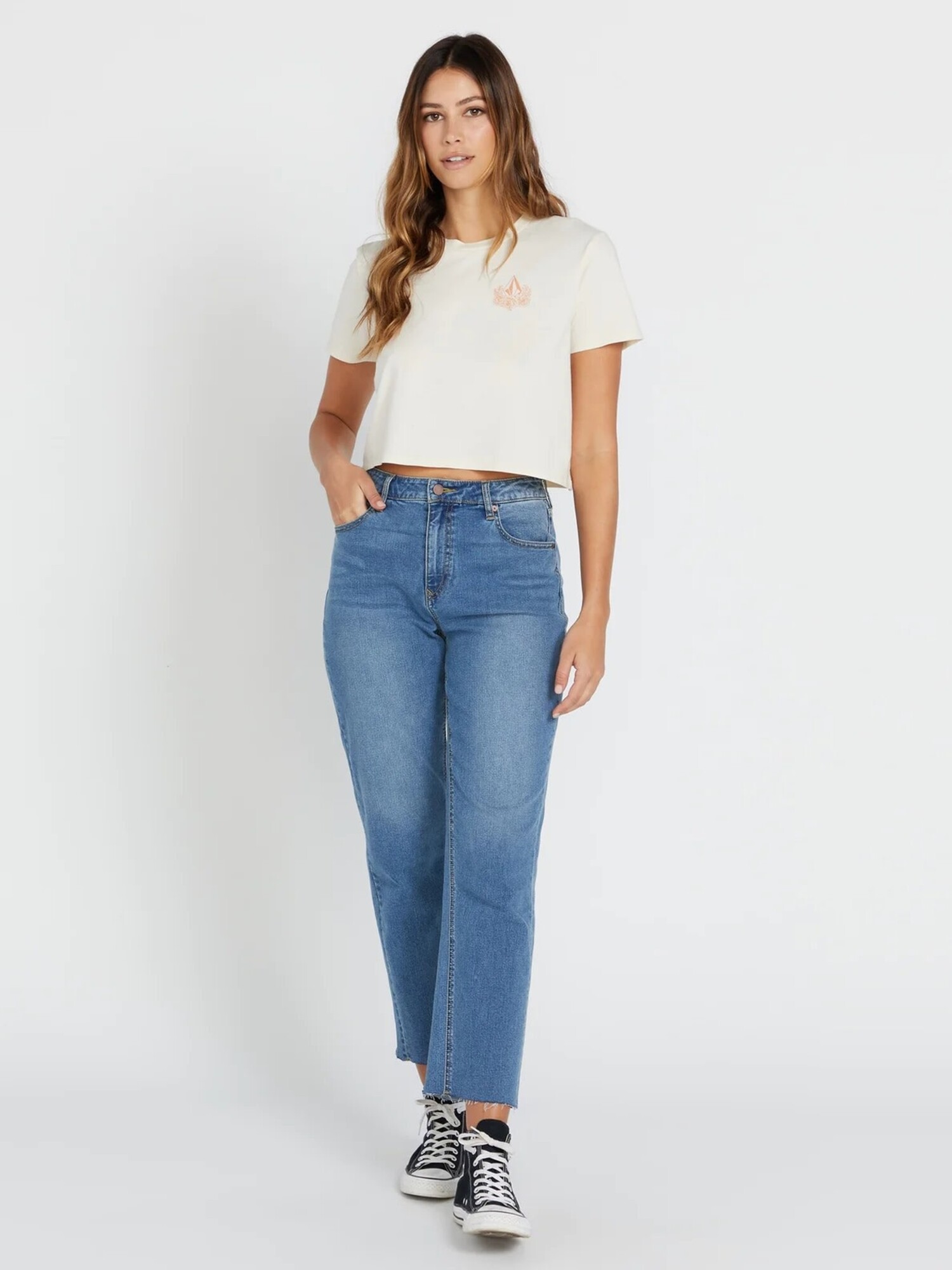 Volcom Women's Stoned Straight Denim Jean Pant - High Rise Corduroy Pants With Stretch, 27" Inseam - View #9