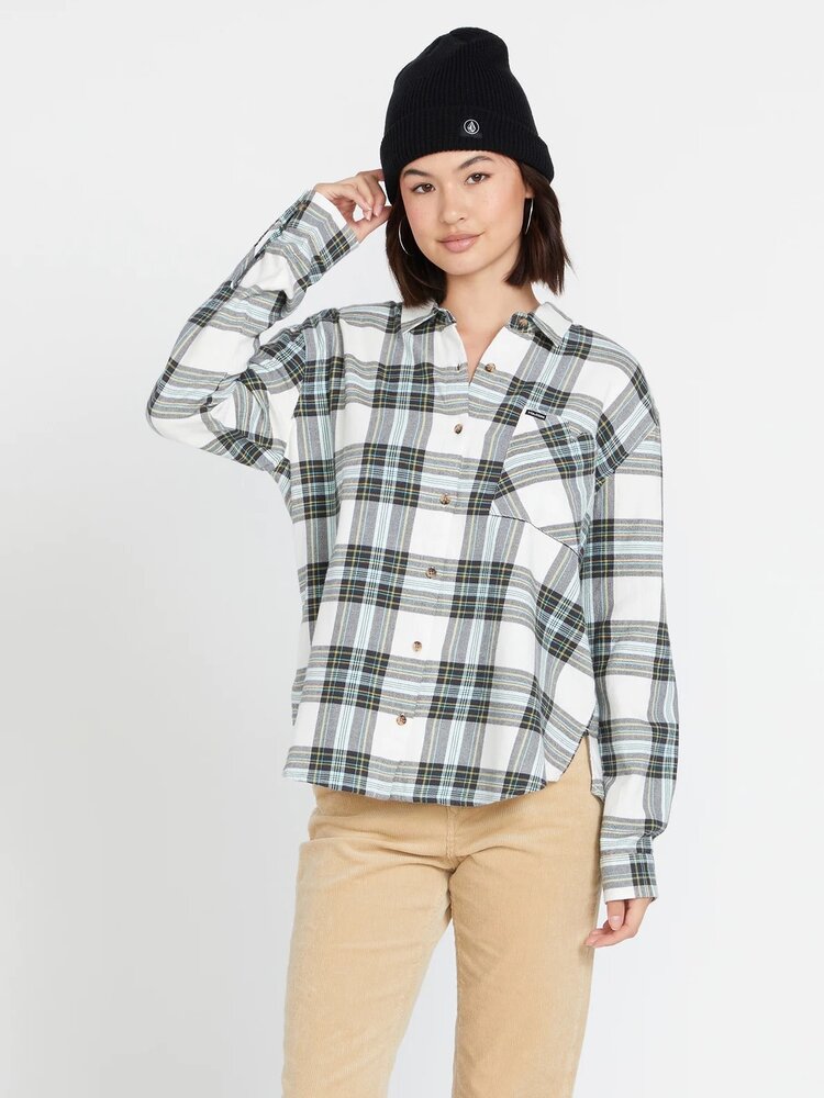 VOLCOM WOMEN'S PLAID TO MEET U L/S | STAR WHITE