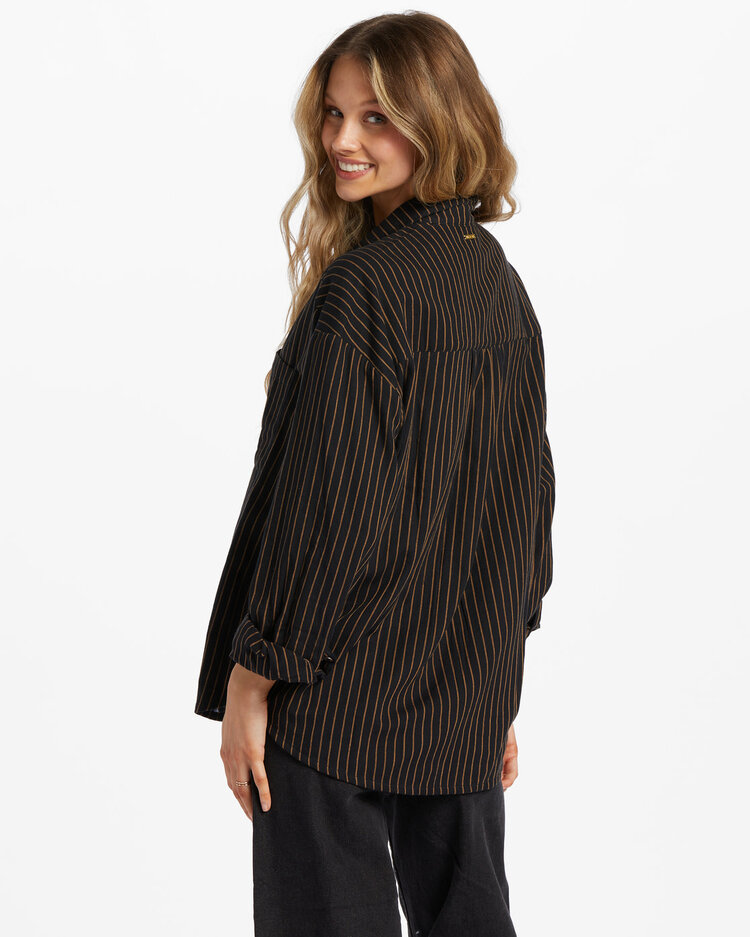 BILLABONG WOMEN'S RIGHT ON L/S SHIRT | BLACK PEBBLE