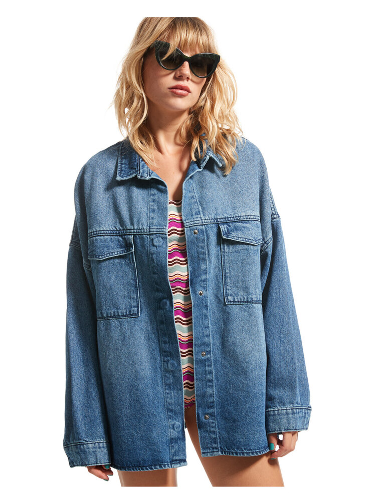 ROXY WOMEN'S MAIN CHARACTER DENIM JACKET | MEDIUM BLUE