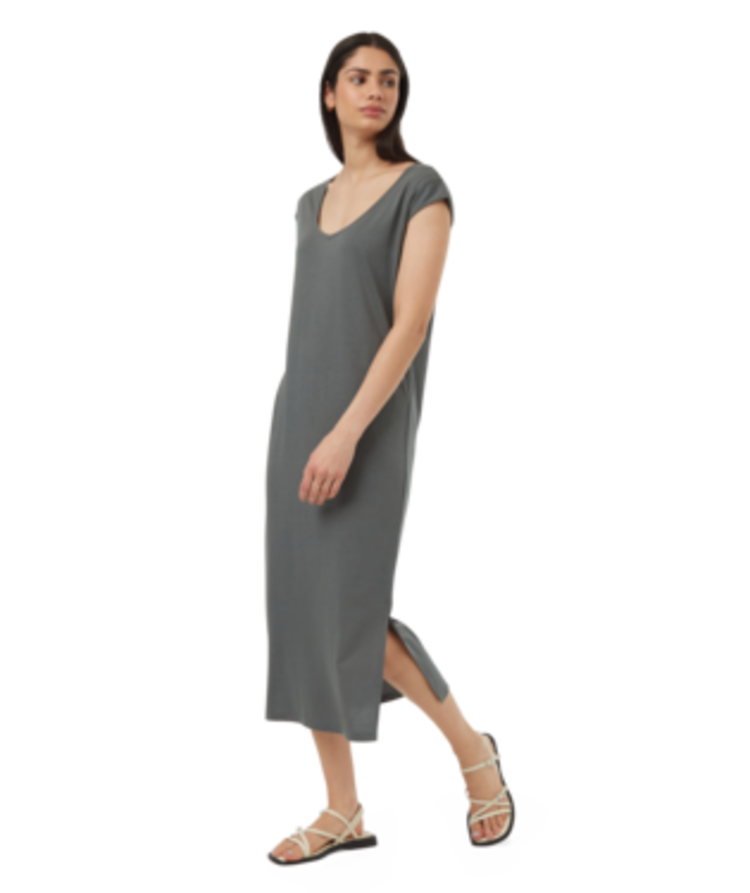 TENTREE WOMEN'S TREEBLEND V-NECK MIDI DRESS | URBAN GREEN