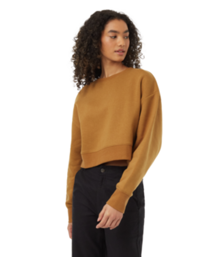 TENTREE WOMEN'S TREEFLEECE OVERSIZED CROPPED CREW | GOLDEN BROWN