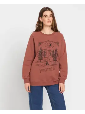 VOLCOM WOMEN'S STONE MAGIC BF CREW | CHESTNUT BROWN