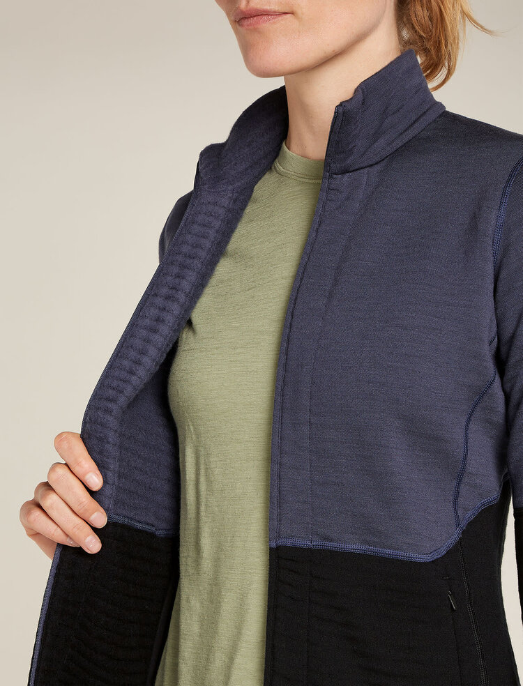 ICEBREAKER WOMEN'S MERINO 400 REALFLEECE™ DESCENDER L/S ZIP JACKET | GRAPHITE/BLACK