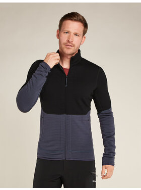 ICEBREAKER MEN'S MERINO 400 REALFLEECE™ DESCENDER L/S ZIP | BLACK/GRAPHITE