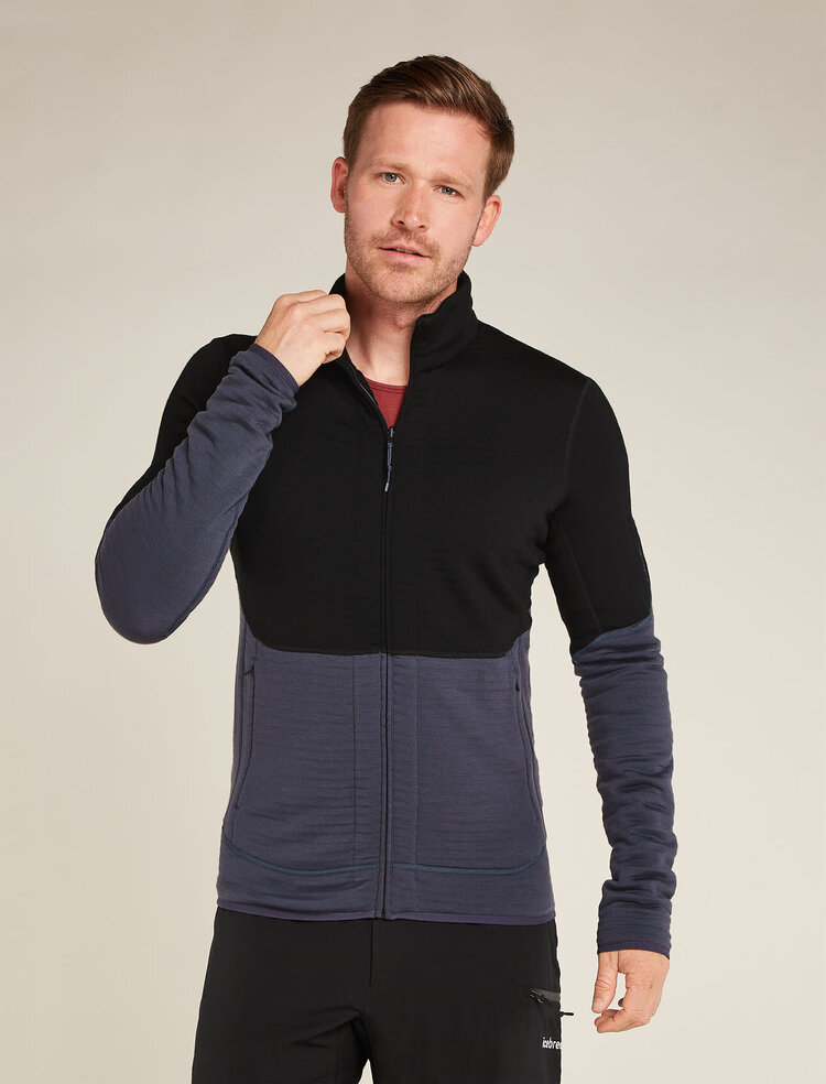 ICEBREAKER MEN'S MERINO 400 REALFLEECE™ DESCENDER L/S ZIP | BLACK/GRAPHITE