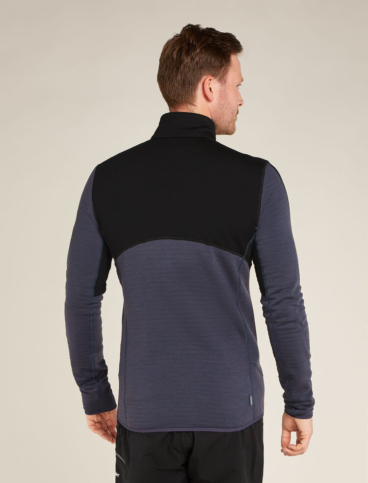 ICEBREAKER MEN'S MERINO 400 REALFLEECE™ DESCENDER L/S ZIP | BLACK/GRAPHITE
