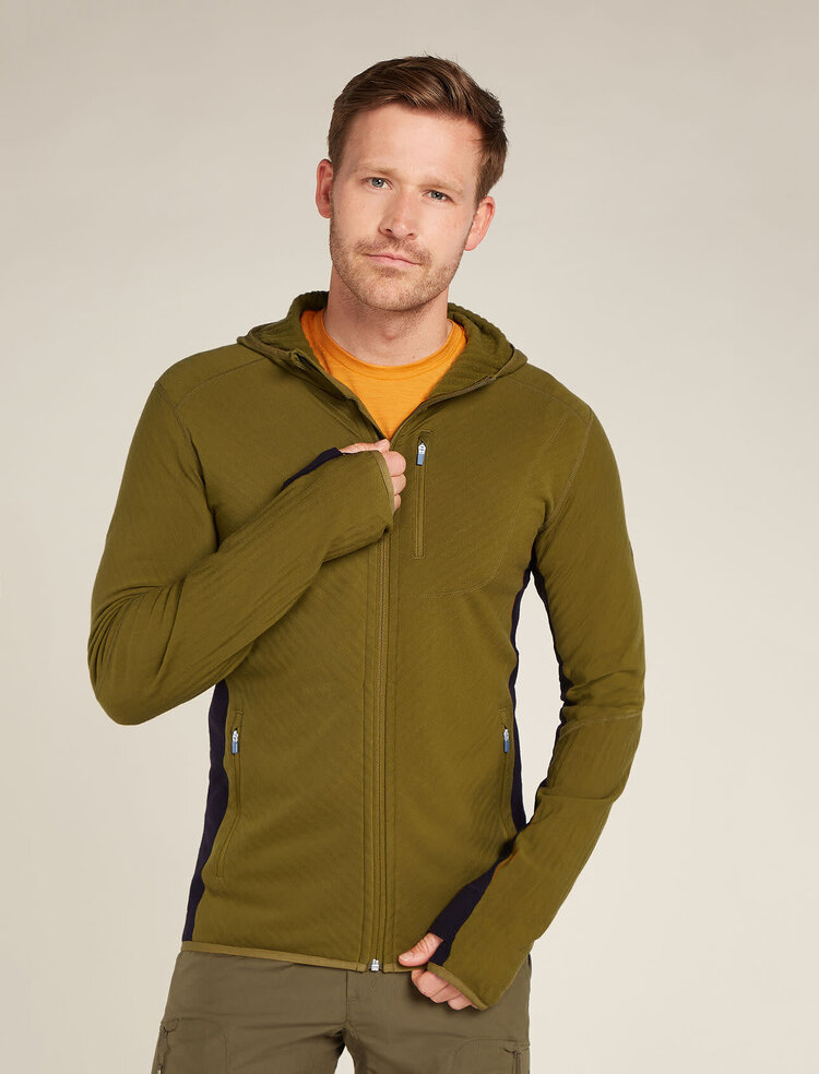 ICEBREAKER MEN'S DESCENDER L/S ZIP HOODIE | ALGAE