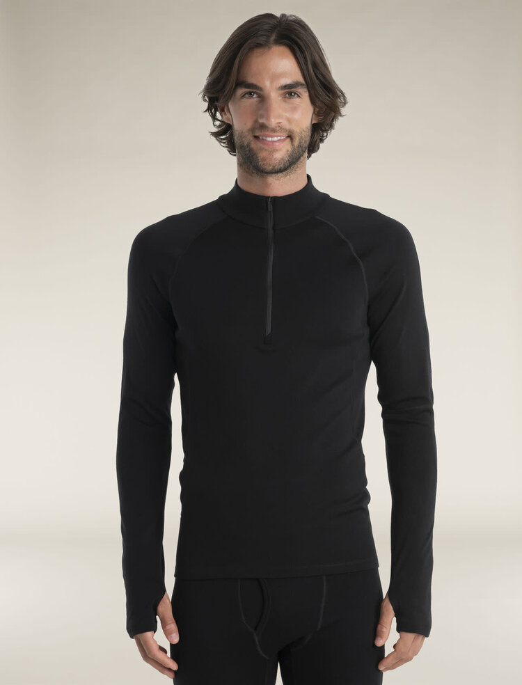 ICEBREAKER MEN'S 300 MERINOFINE POLAR L/S 1/2 ZIP | BLACK