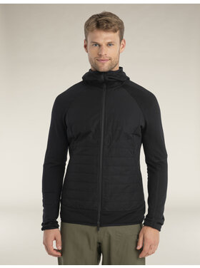 ICEBREAKER MEN'S MERINO BLEND QUANTUM HYBRID L/S ZIP HOODIE | BLACK