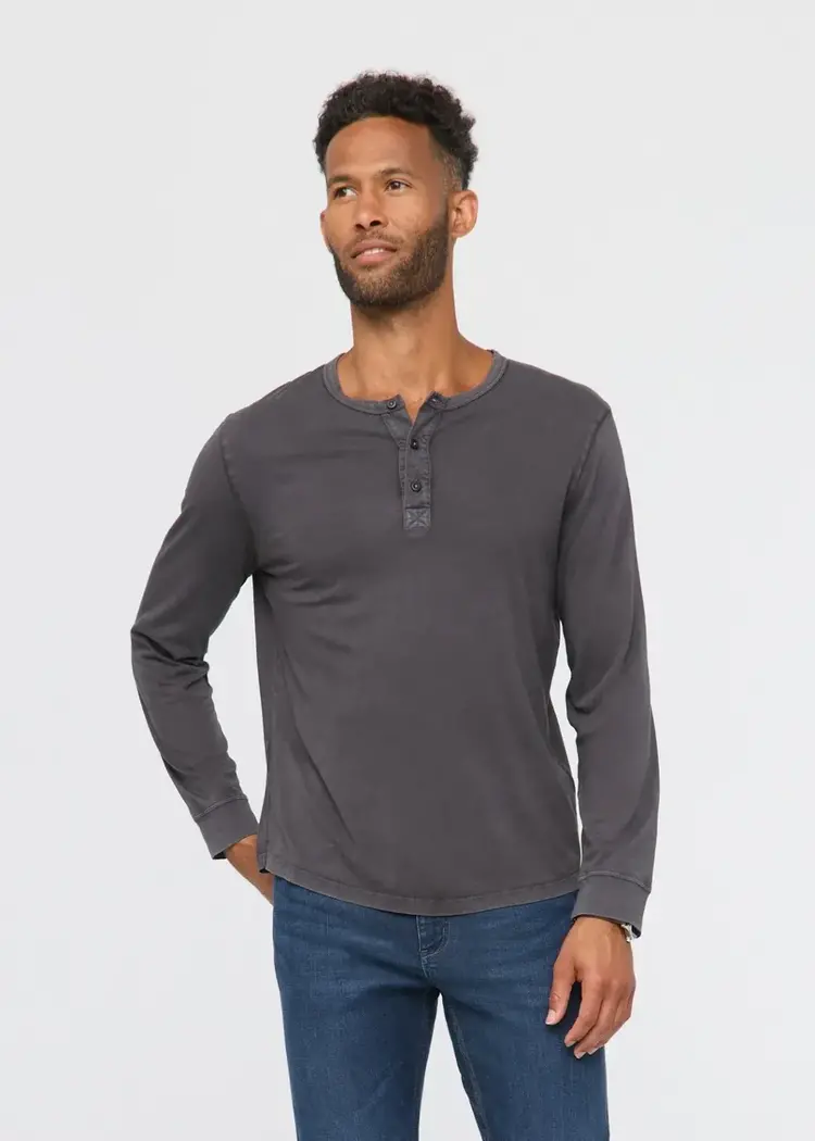 DUER MEN'S PUREPIMA VINTAGE HENLEY | WASHED GREY