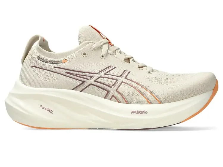 ASICS WOMEN'S GEL-NIMBUS 26 | OATMEAL/FADED ORANGE