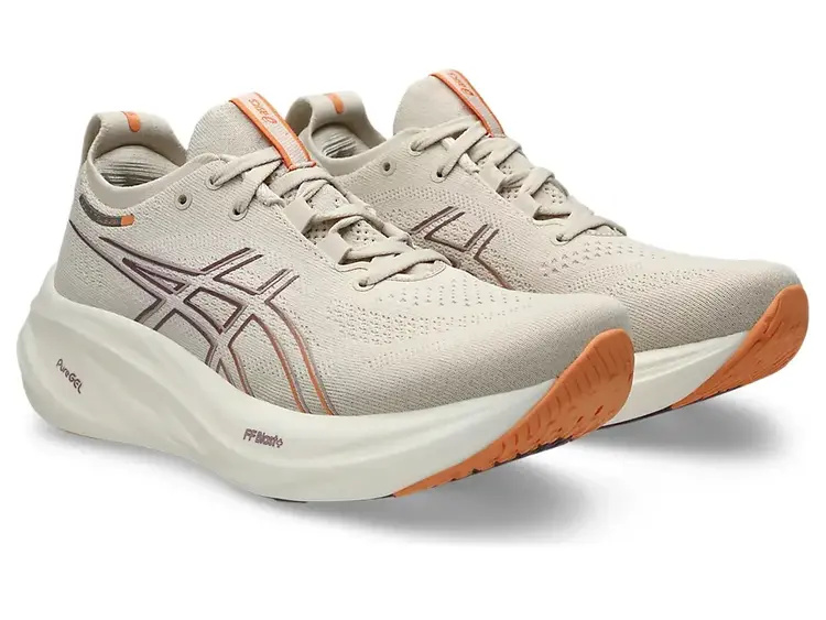 ASICS WOMEN'S GEL-NIMBUS 26 | OATMEAL/FADED ORANGE