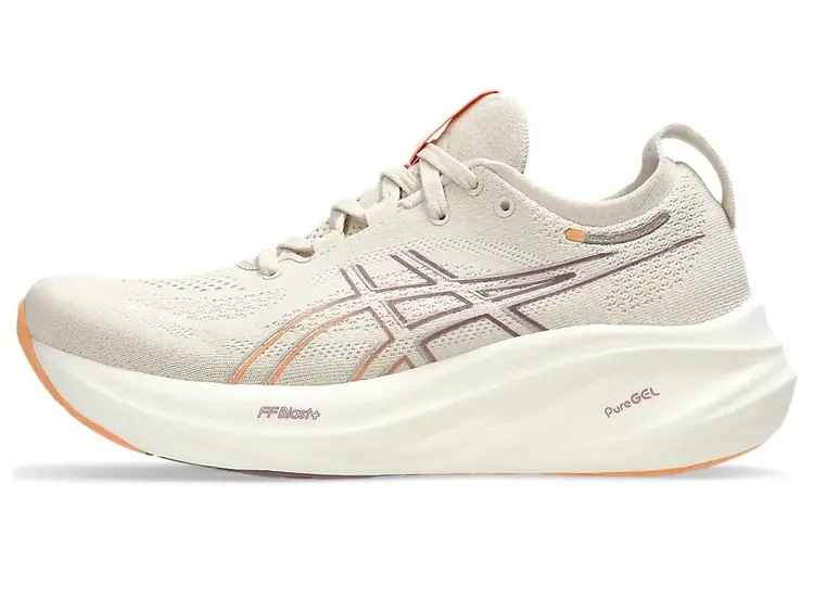 ASICS WOMEN'S GEL-NIMBUS 26 | OATMEAL/FADED ORANGE