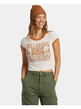 BILLABONG WOMEN'S SUMMER CAMP RINGER T-SHIRT | WHITE CAP
