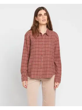 VOLCOM WOMEN'S PLAID TO MEET U 2 L/S | CHESTNUT