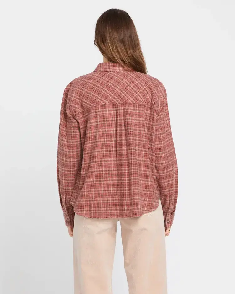 VOLCOM WOMEN'S PLAID TO MEET U 2 L/S | CHESTNUT
