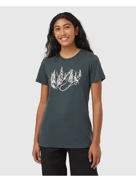 TENTREE WOMEN'S SNOWY TREES TEE | FOREST RIVER GREEN