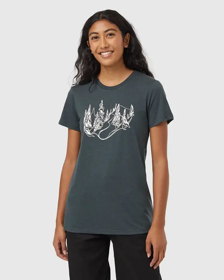 TENTREE WOMEN'S SNOWY TREES TEE | FOREST RIVER GREEN
