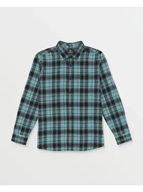 VOLCOM MEN'S CADEN PLAID L/S SHIRT | BLUE RINSE
