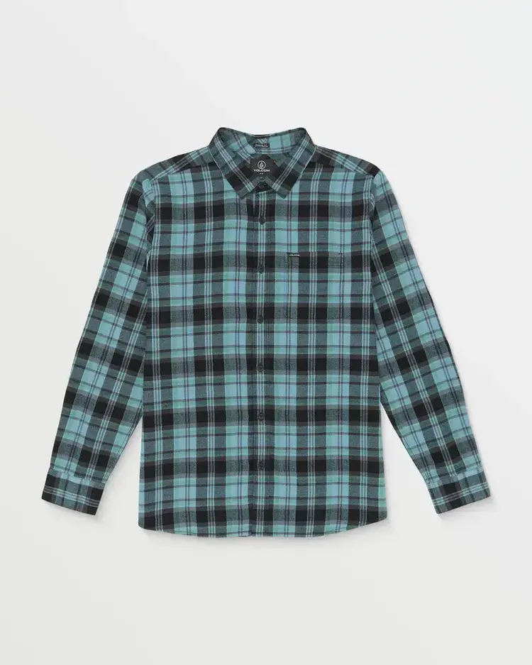 VOLCOM MEN'S CADEN PLAID L/S SHIRT | BLUE RINSE