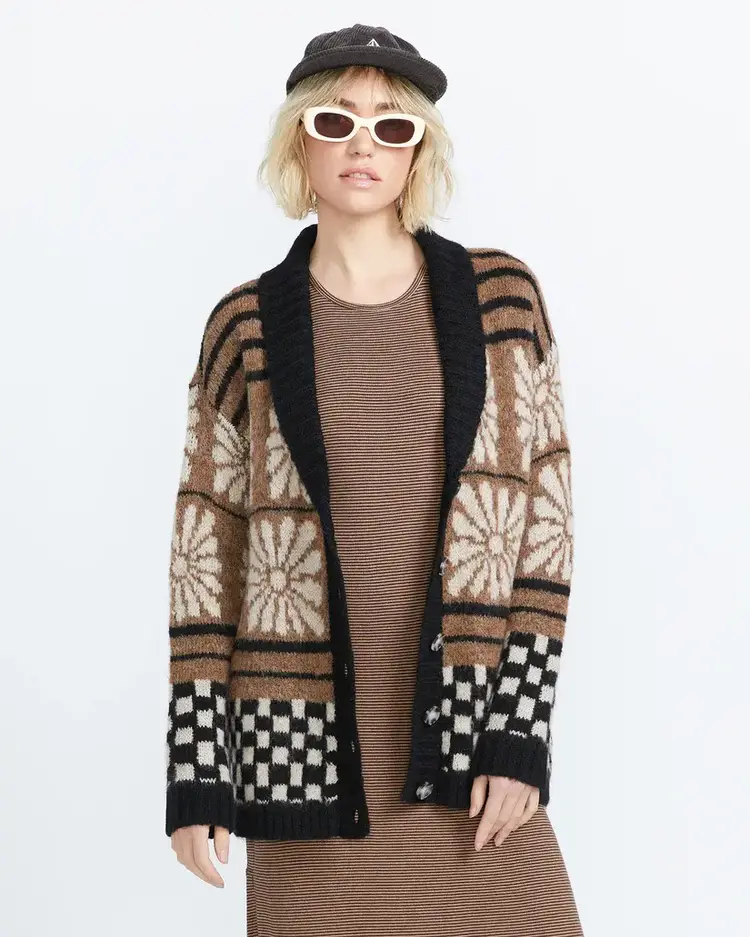 VOLCOM WOMEN'S RENT FREE CARDIGAN | VINTAGE BROWN