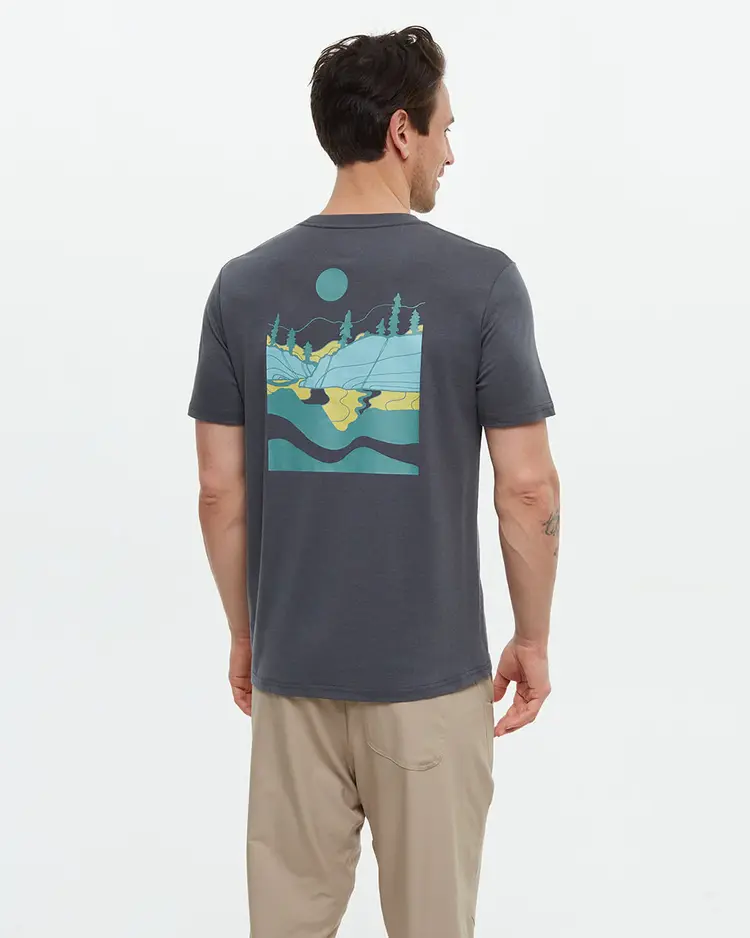TENTREE MEN'S EMERALD EDGE RELAXED TEE | GRAPHITE/SAGE BRUSH