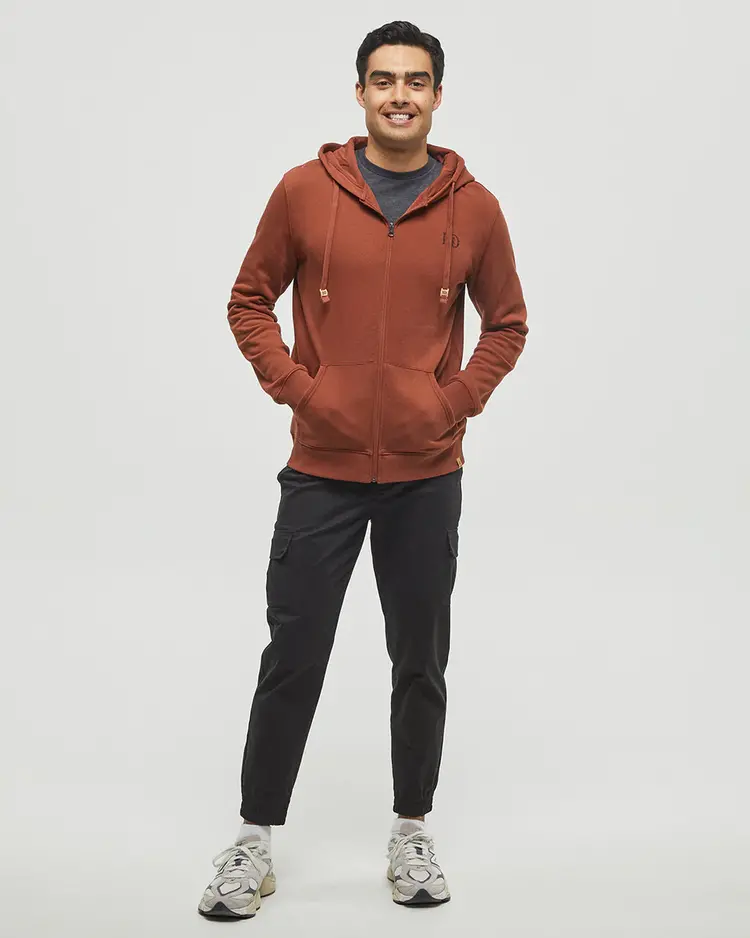 TENTREE MEN'S WOODBLOCK TEN ZIP HOODIE | SEQUOIA BLK