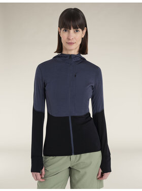 ICEBREAKER WOMEN'S MERINO 200 REALFLEECE DESCENDER L/S ZIP HOODIE | GRAPHITE/BLACK