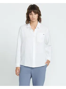 VOLCOM WOMEN'S LIL BUTTON UP L/S | WHITE