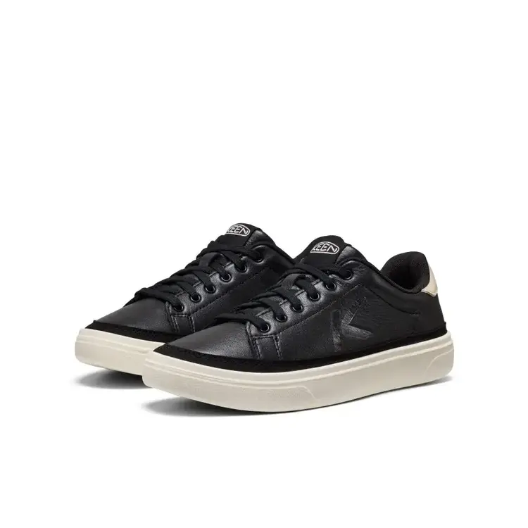 KEEN WOMEN'S KM1 LEATHER SNEAKER | BLACK/BIRCH