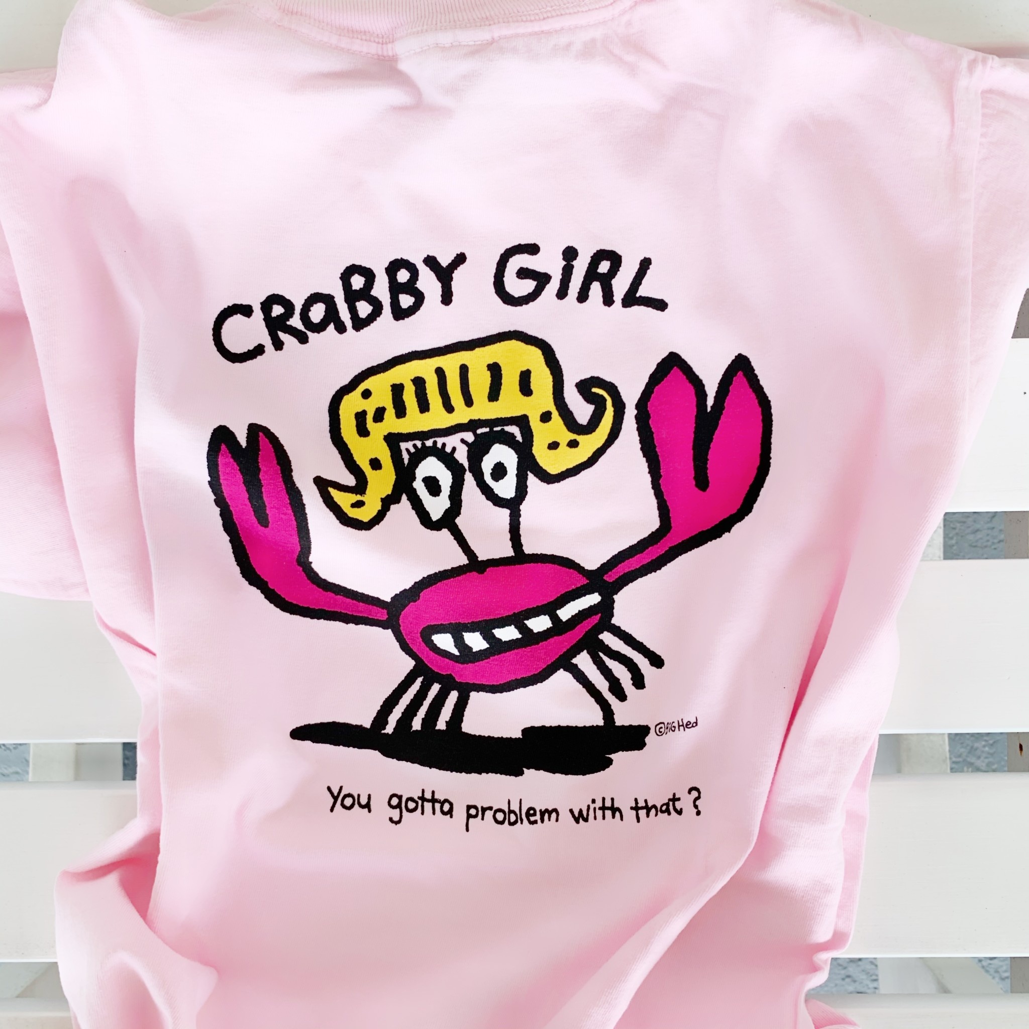 BIG HED DESIGNS Sanibel Kids Tshirt Crabby Girl - Blossom Pink