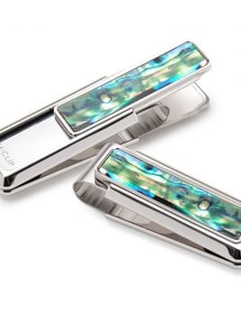 M. CLIP M. Clip Money Clip Rhodium Green Abalone