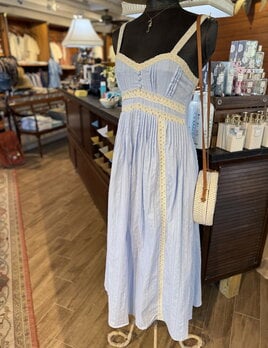AIP Outfitters Breezy Blue Lace Trim Maxi Sundress