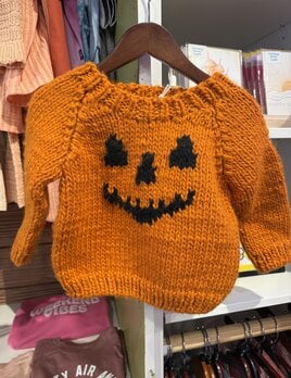 The Blueberry Hill Blueberry Hill Jack-O-Lantern Sweater Orange Baby Kid Halloween Pumpkin