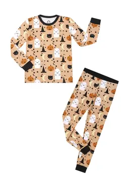 Emerson and Friends Boo-Tastic Glow-in-The-Dark Halloween Two-Piece Bamboo Long Sleeve Kids Pajama Pants Set