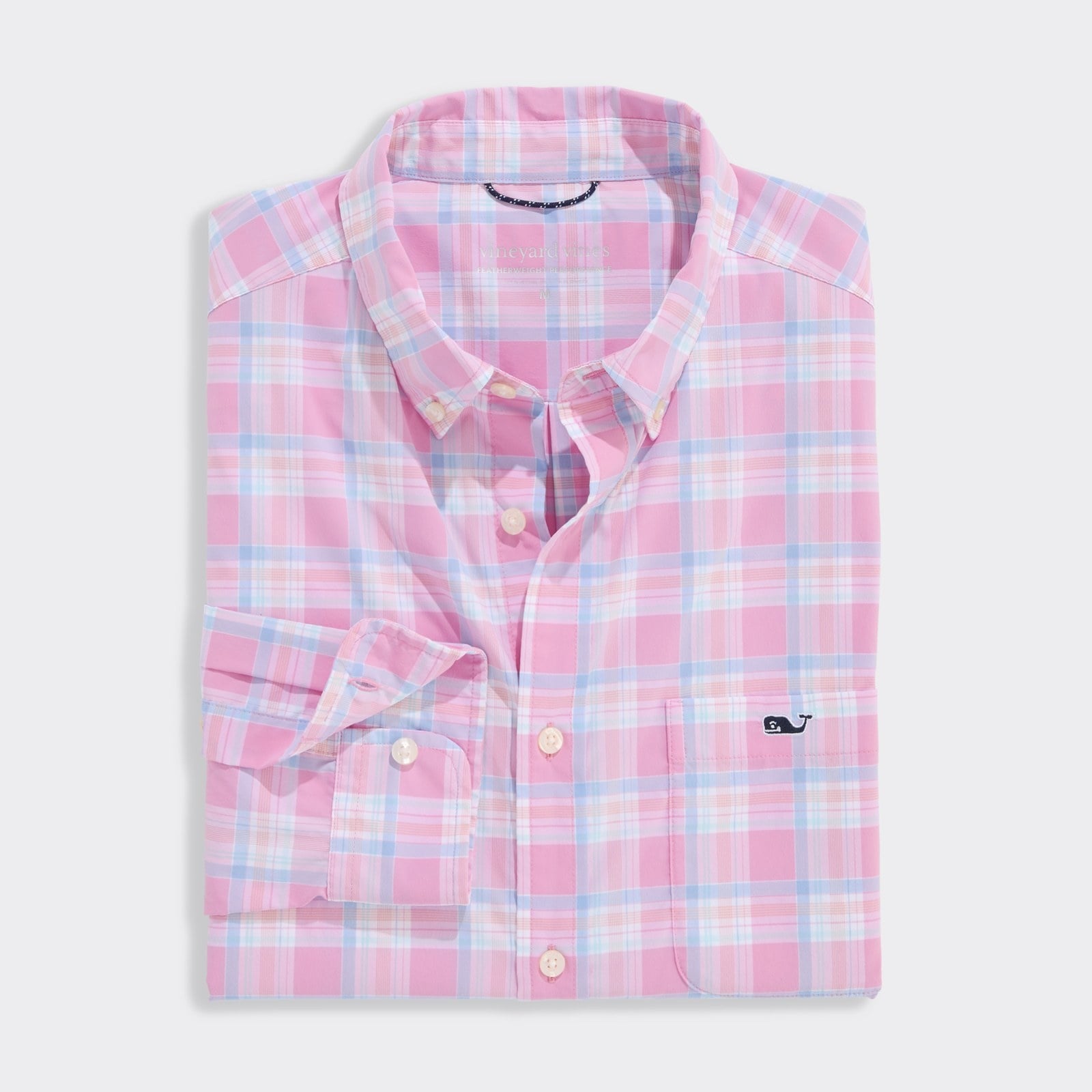 VINEYARD VINES Vineyard Vines Coconut Key Plaid Featherweight Performance Shirt - Cotton Candy