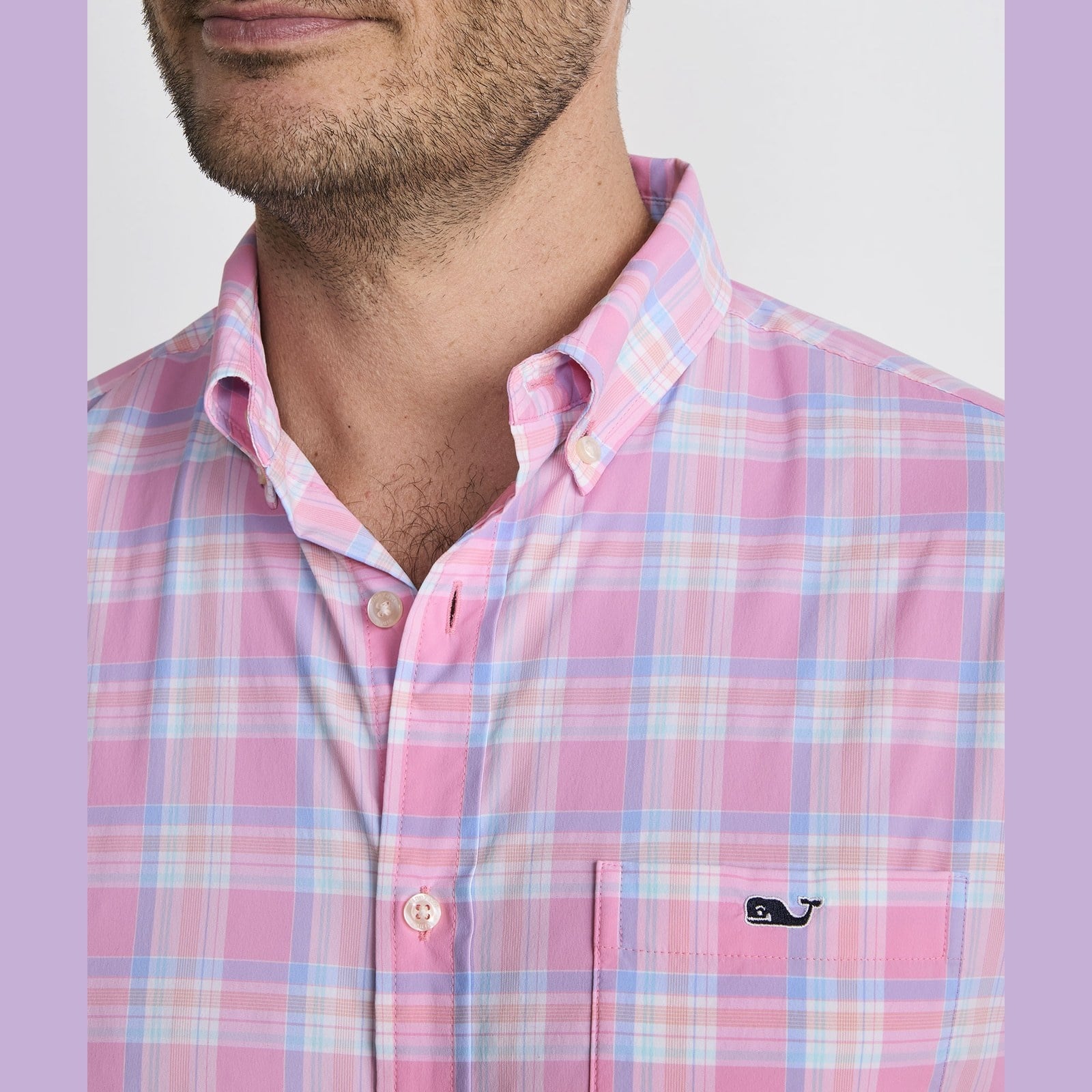VINEYARD VINES Vineyard Vines Coconut Key Plaid Featherweight Performance Shirt - Cotton Candy