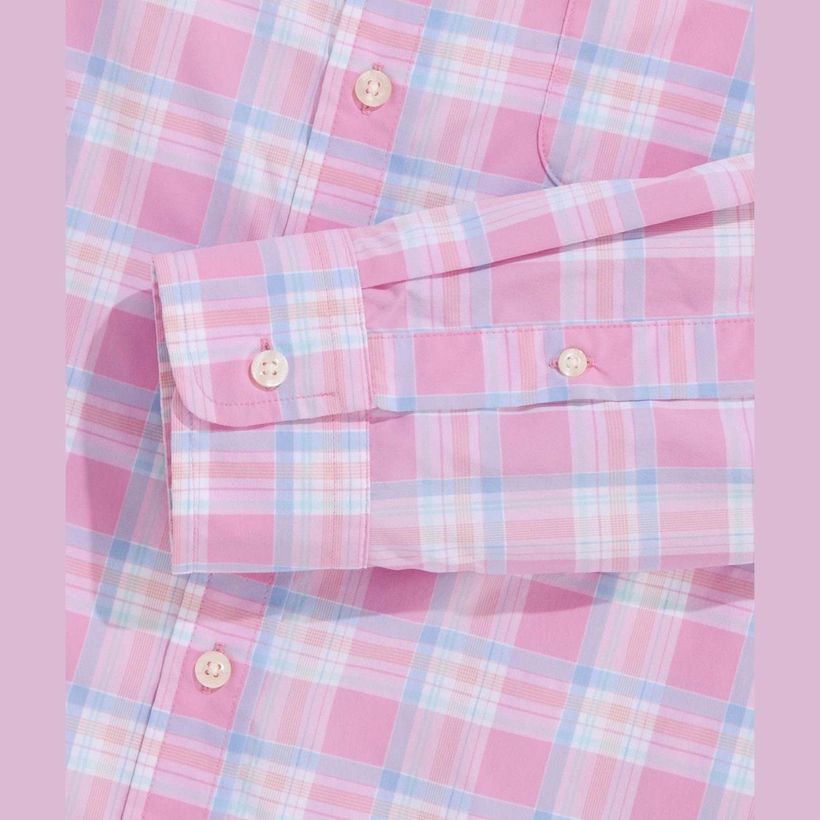 VINEYARD VINES Vineyard Vines Coconut Key Plaid Featherweight Performance Shirt - Cotton Candy