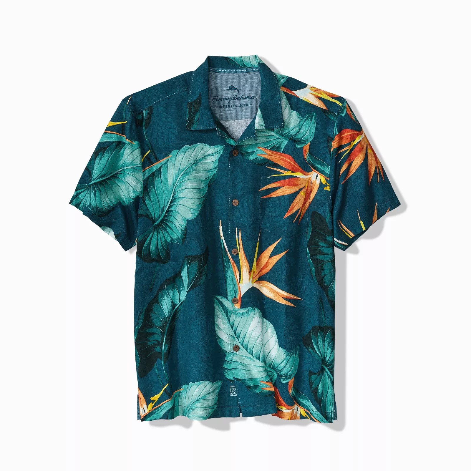 TOMMY BAHAMA Tommy Bahama Garden of Hope and Courage Silk Camp Shirt - Majolica Blue