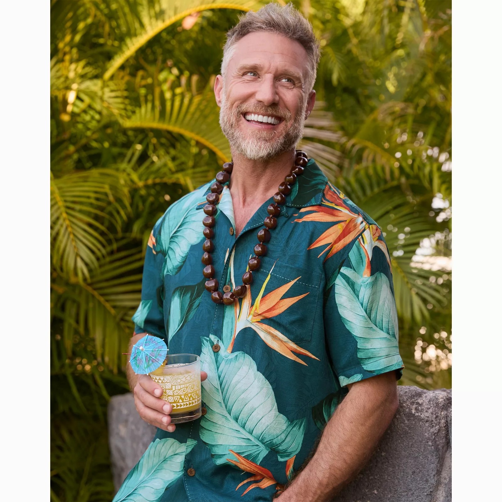 TOMMY BAHAMA Tommy Bahama Garden of Hope and Courage Silk Camp Shirt - Majolica Blue