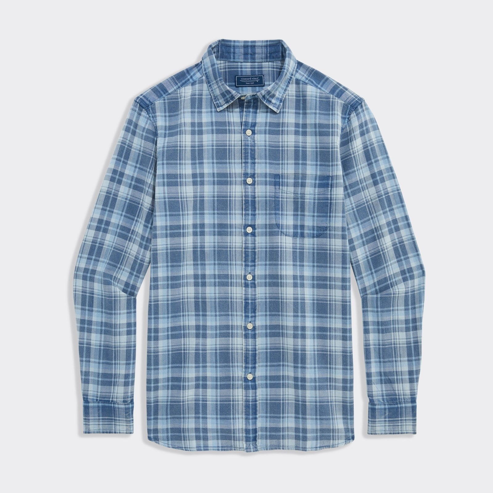 VINEYARD VINES Vineyard Vines Seafarer Plaid Island Cotton Shirt - Moonshine