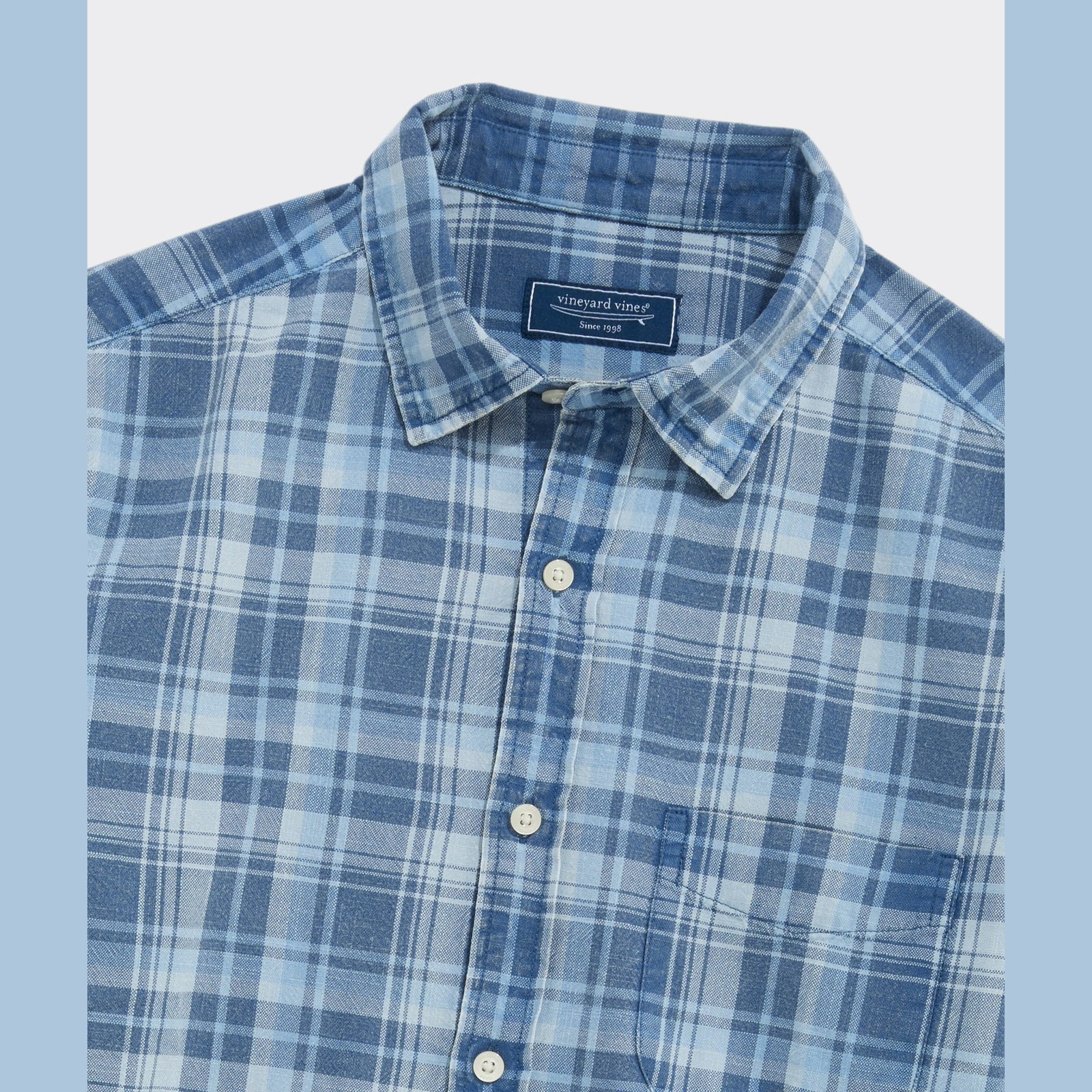 VINEYARD VINES Vineyard Vines Seafarer Plaid Island Cotton Shirt - Moonshine