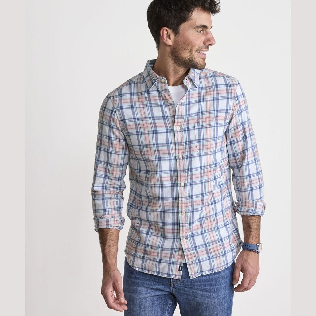 VINEYARD VINES Vineyard Vines Folly Beach Plaid Island Slub Shirt - Peaches & Cream