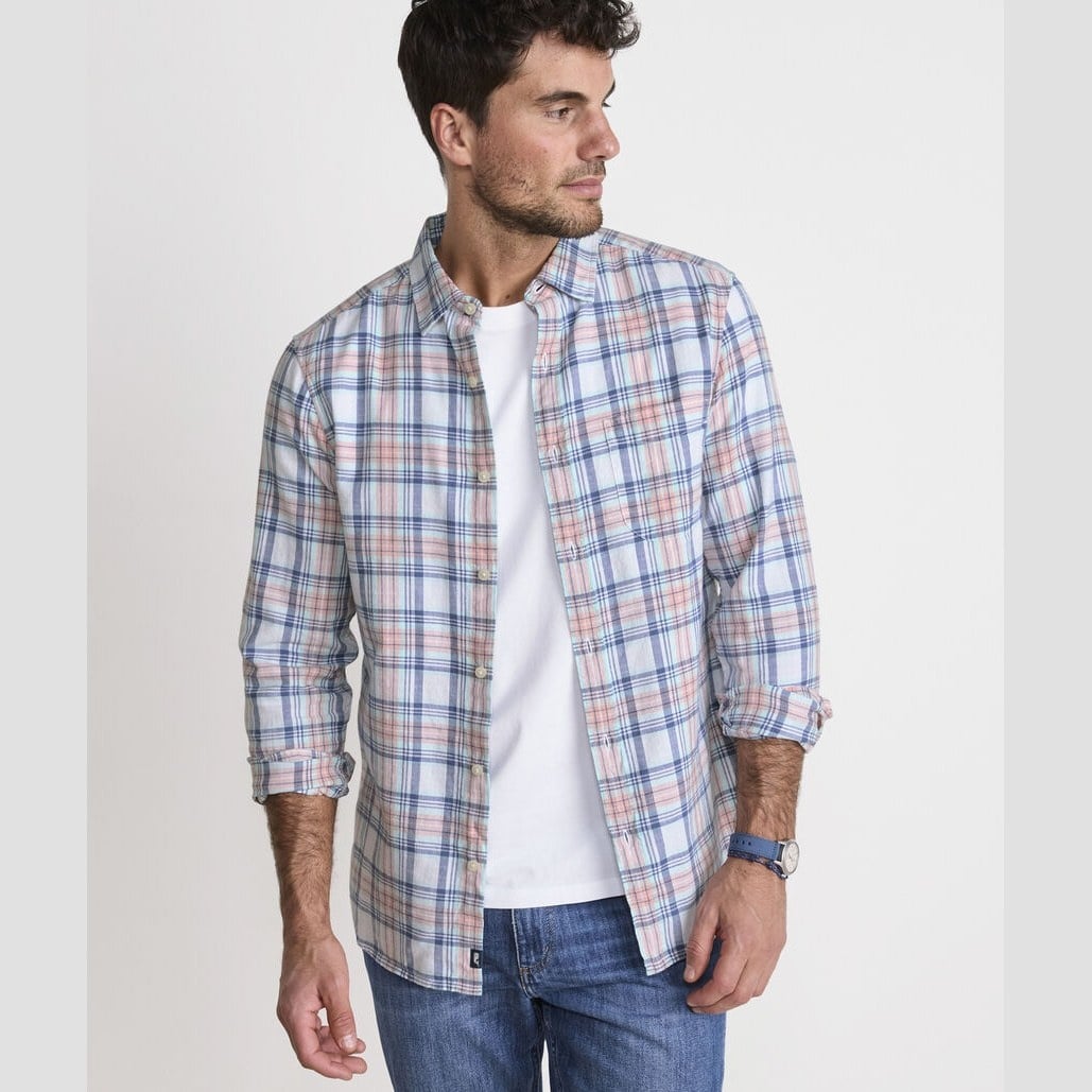 VINEYARD VINES Vineyard Vines Folly Beach Plaid Island Slub Shirt - Peaches & Cream