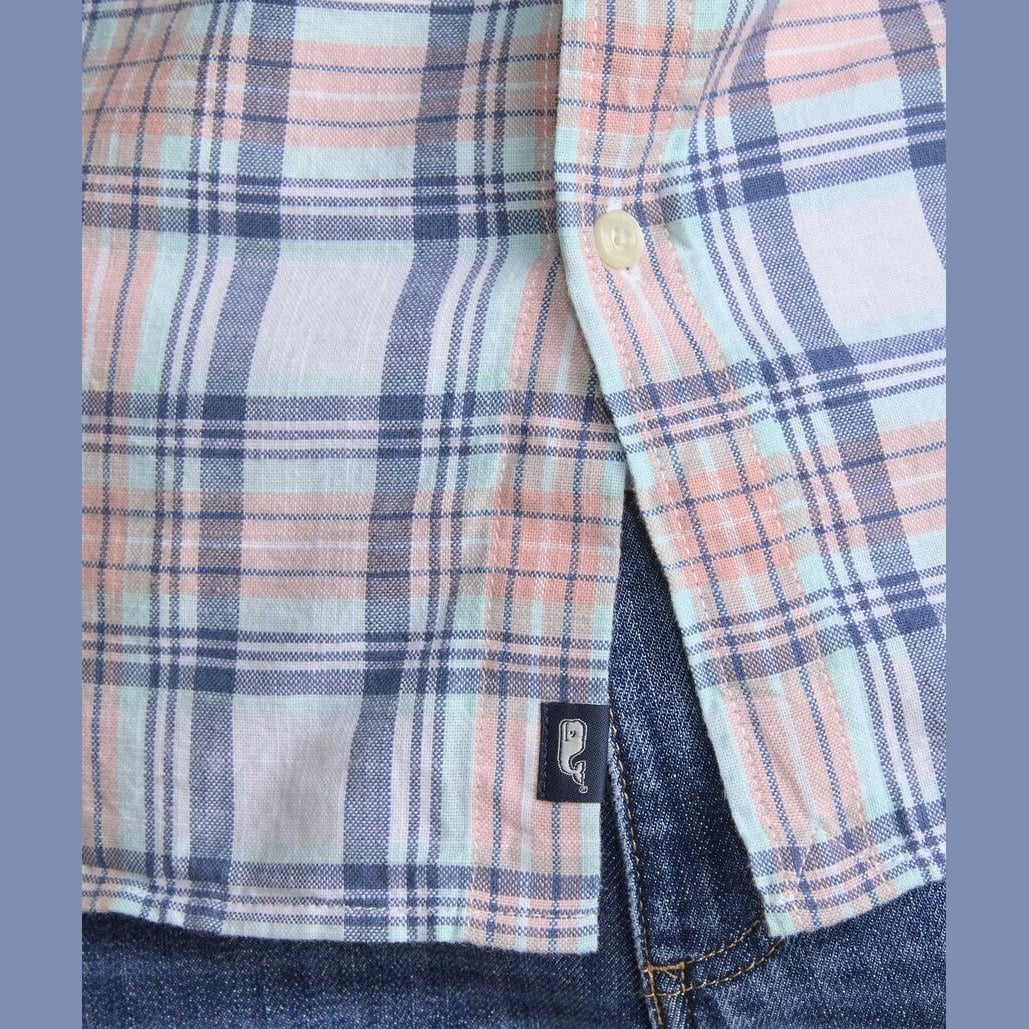 VINEYARD VINES Vineyard Vines Folly Beach Plaid Island Slub Shirt - Peaches & Cream